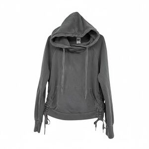 NSF Clothing Gray Drawstring Hoodie Sweatshirt MED Made in USA Side Cinch Detail